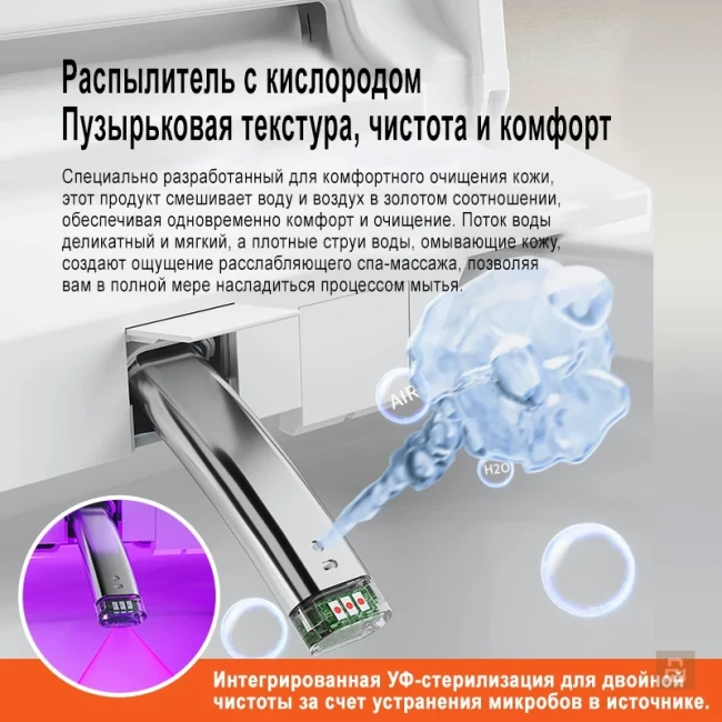 Унитаз умный MEISHIDA-617, 70см, автомат, пена, фильтр воды, очиститель, арома