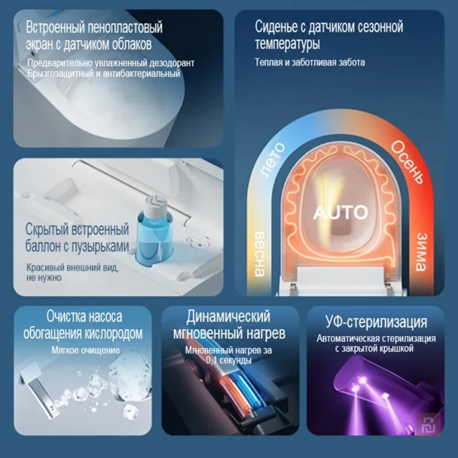 Унитаз умный настенный MEISHIDA-G16, 59см, автомат, бачок, пена, ароматерапия, русский голос.