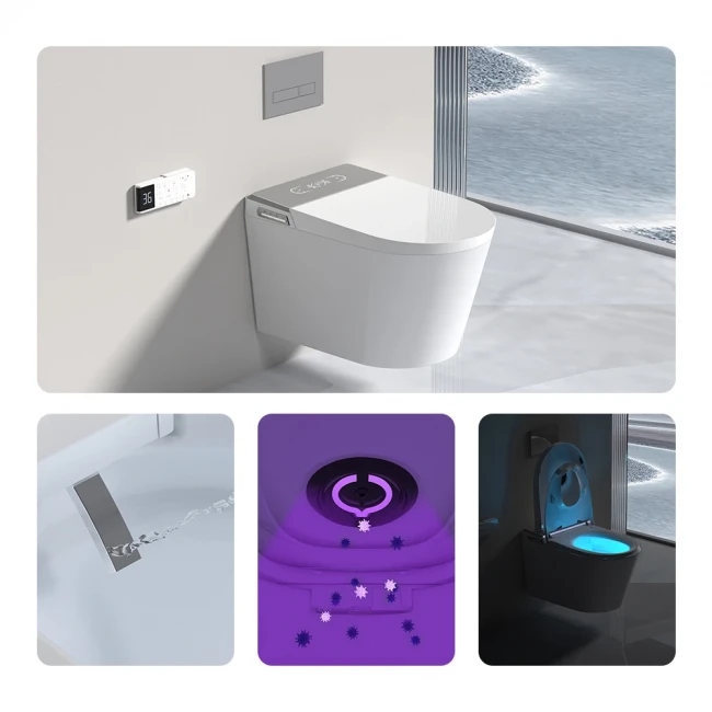 Унитаз умный настенный MEISHIDA-955C, 58см, детское сиденье, полная встройка, русский голос