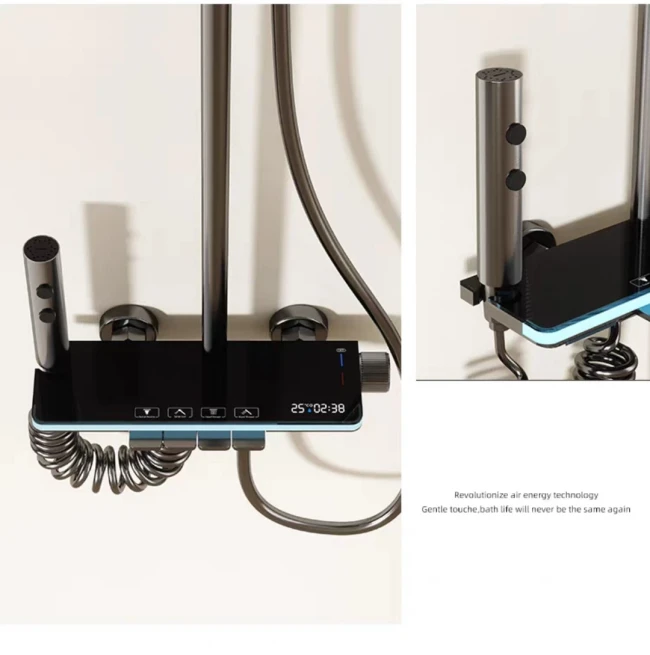 Душевой комплект HUIDA Ah-1111, латунь, дисплей, термостат, распылитель
