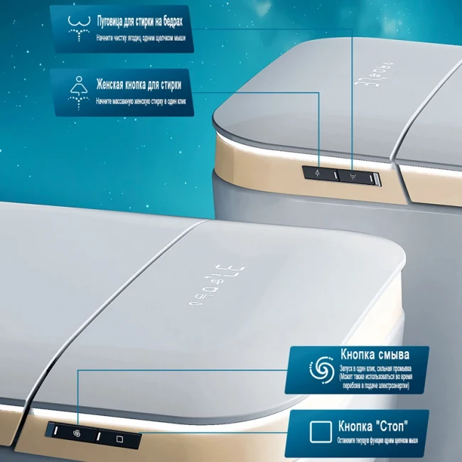 Унитаз умный MEISHIDA-U7ES, 68см, пена, бачок, арома, русский голос