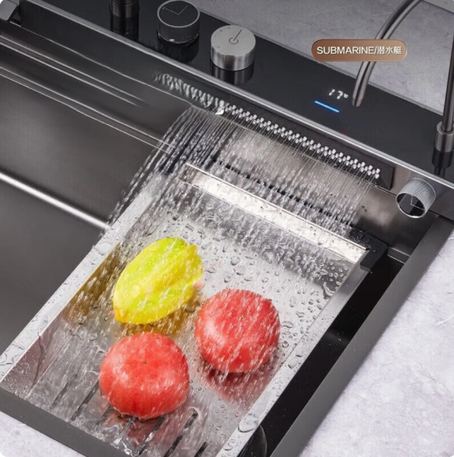 Кухонная мойка Submarine (SGP7647S), 76мм, краны латунь, оригинал