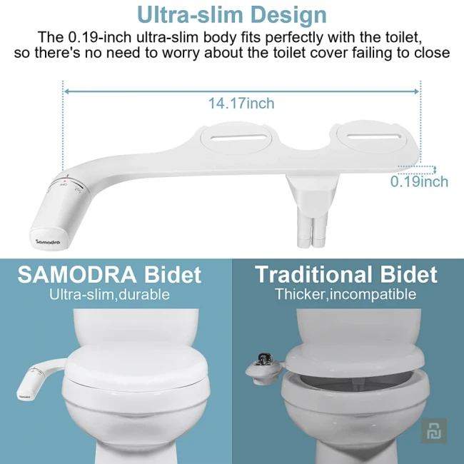 Биде для унитаза SAMODRA Ultra-Slim Bidet, ультратонкое с регулируемым давлением воды